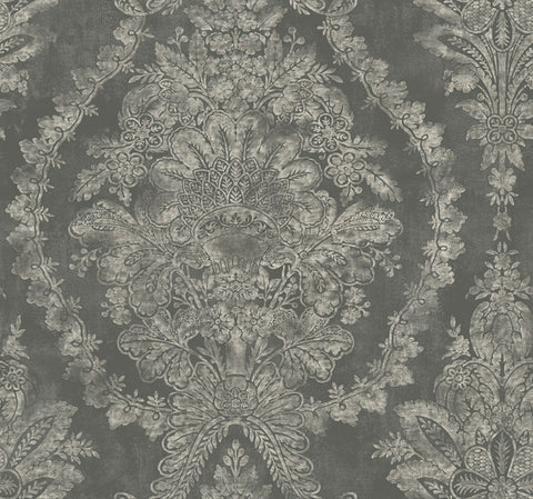 KT2216 Grey Charleston Damask Wallpaper