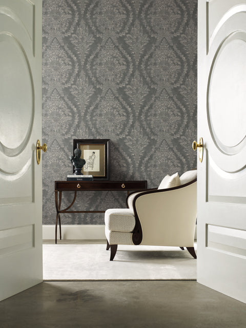 KT2216 Grey Charleston Damask Wallpaper