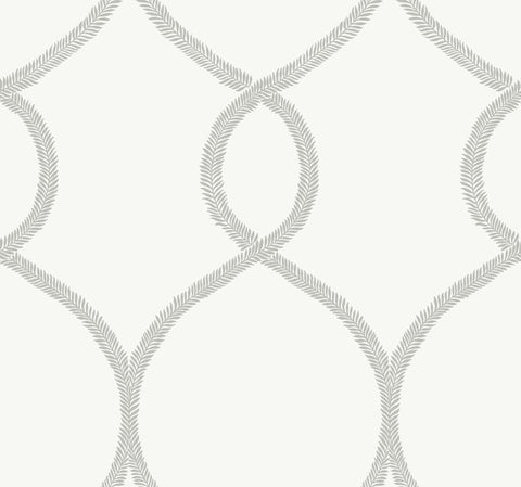 KT2233 Grey Laurel Leaf Ogee Wallpaper