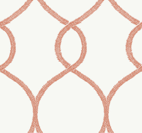 KT2236 Orange Laurel Leaf Ogee Wallpaper
