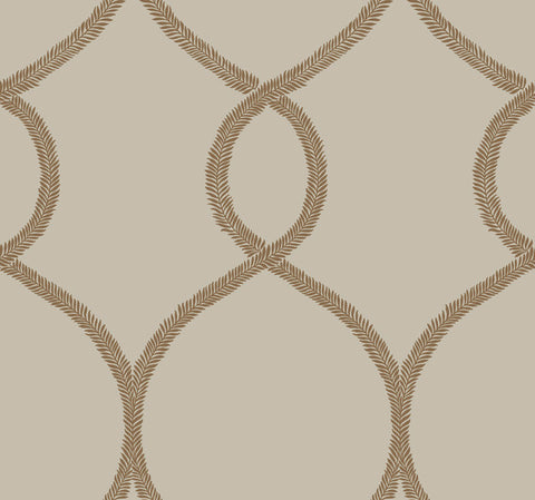 KT2237 Brown Laurel Leaf Ogee Wallpaper