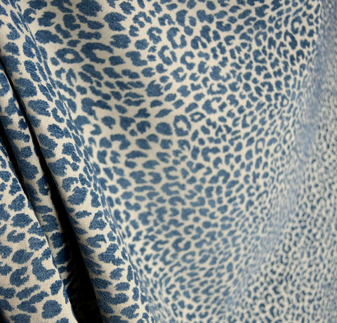 M9818 Delft Chenille Animal Print Blue Upholstery Fabric
