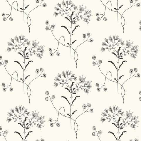 ME1515 Magnolia Home Joanna Gaines Wildflower Black on White Wallpaper