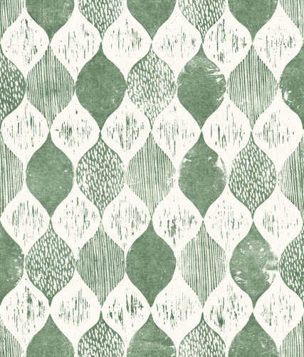 Woodblock Print Forest Green Magnolia Home Vol. II Wallpaper
