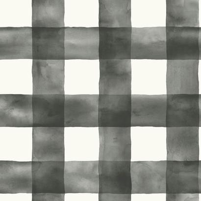 MH1516 Black Cream Joanna Gaines Watercolor Buffalo Check York Wallpaper
