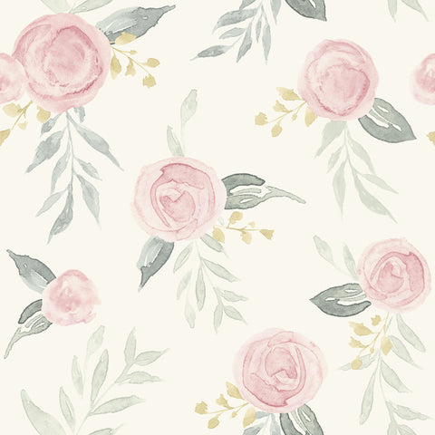 MK1125 Watercolor Roses Pink Wallpaper