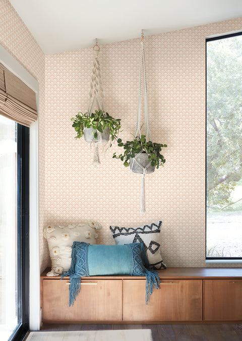 MK1153 Stacked Scallops Pink Wallpaper
