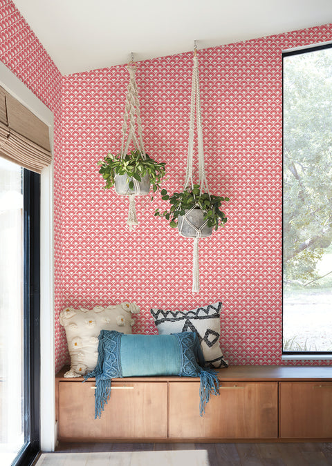 MK1155 Stacked Scallops Pink Wallpaper
