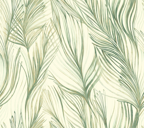 NA0500 Green Peaceful Plume Wallpaper