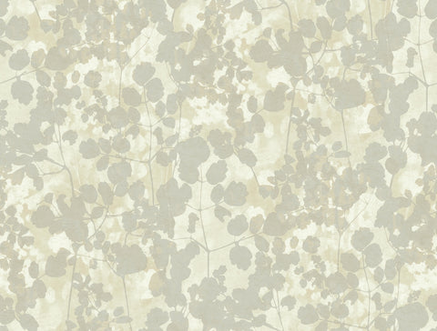 NA0518 Silver Pressed Leaves Wallpaper