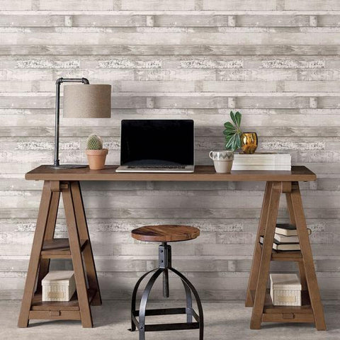 FH37558 Grey Beachwood Faux Wood Plank Wallpaper