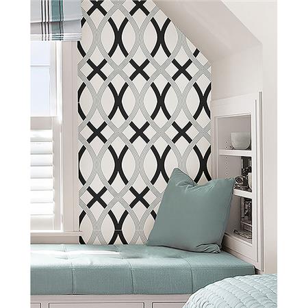 NU1658 Black and Silver Lattice Peel and Stick Wallpaper