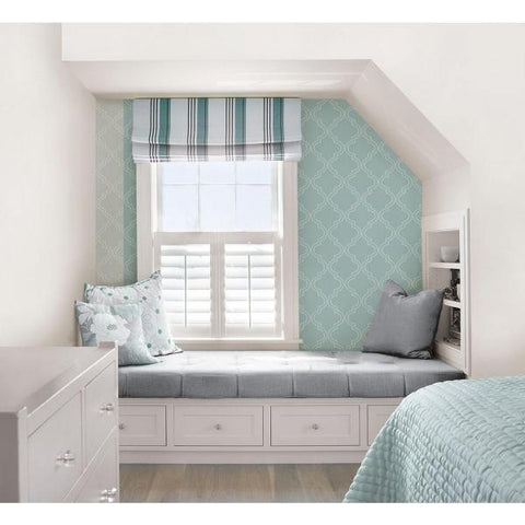 NU1826 Slate Blue Quatrefoil Peel And Stick Wallpaper