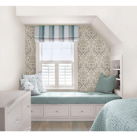 NU1827 Grey Nouveau Damask Peel And Stick Wallpaper