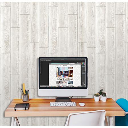 NU1930 Serene Cream Grey White Wood Plank Peel & Stick Wallpaper