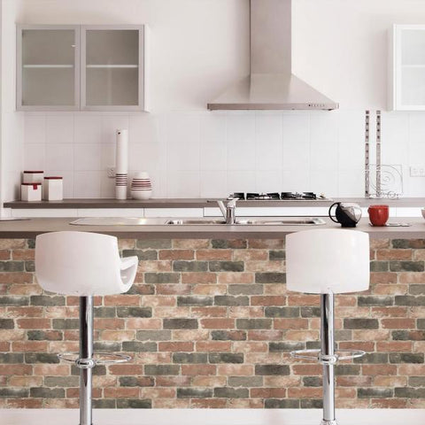 NU2064 Faded Red Newport Reclaimed Brick Peel & Stick Wallpaper