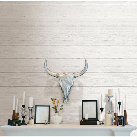 NU2187 Shiplap Off-White Wood Peel & Stick Wallpaper