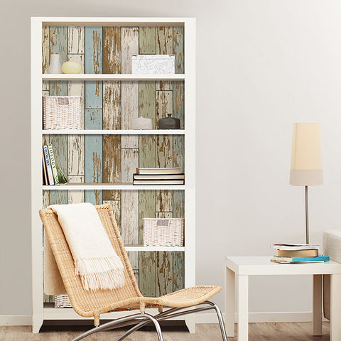 NU2188 Green Old Salem Vintage Wood Planks Peel & Stick Wallpaper