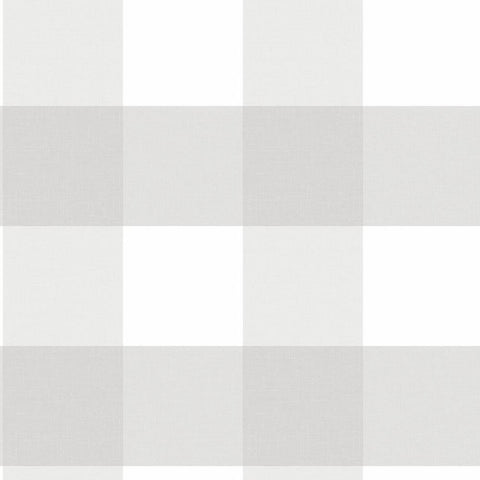 NUS2691 Farmhouse Plaid Grey & White 5 inch Buffalo Check Peel and Stick Wallpaper