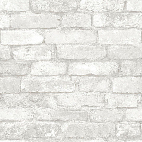 NU1653 Light Grey and White Brick Peel & Stick Wallpaper
