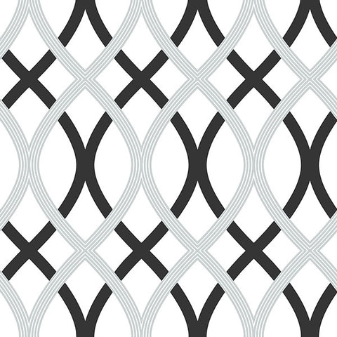 NU1658 Black and Silver Lattice Peel and Stick Wallpaper