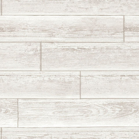 NU1930 Serene Cream Grey White Wood Plank Peel & Stick Wallpaper