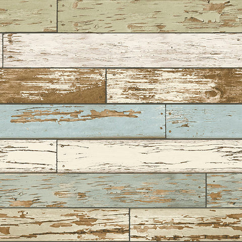 NU2188 Green Old Salem Vintage Wood Planks Peel & Stick Wallpaper