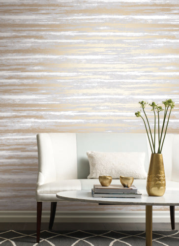 NW3525 Cartouche Grey/Gold Wallpaper