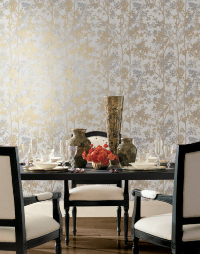 NW3580 Shimmering Foliage Black/Multi Wallpaper