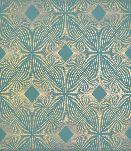 NW3589 Harlowe Teal/Gold Wallpaper