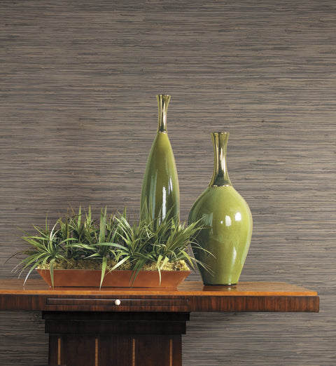 OG0518 Gray/Off White Threaded Jute Wallpaper