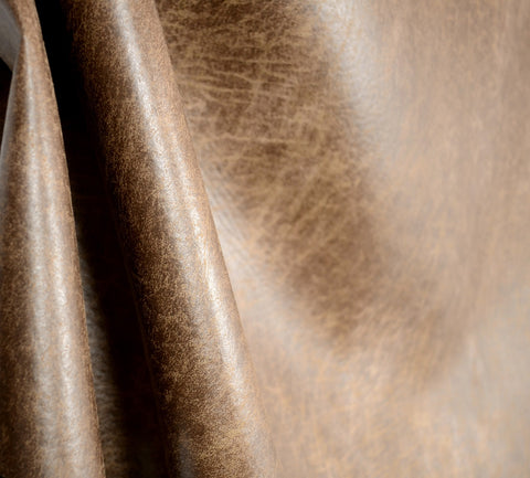 Palance Silt Brown Faux Leather Upholstery Fabric