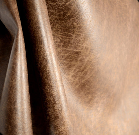 Palance Silt Brown Faux Leather Upholstery Fabric
