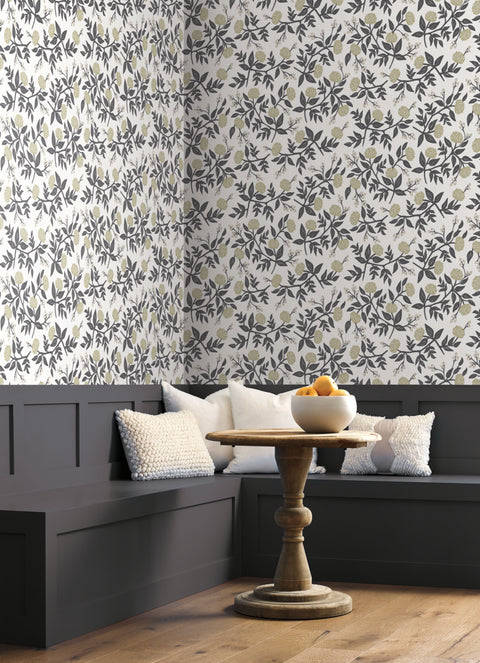 RI5150 White/Black Peonies Wallpaper