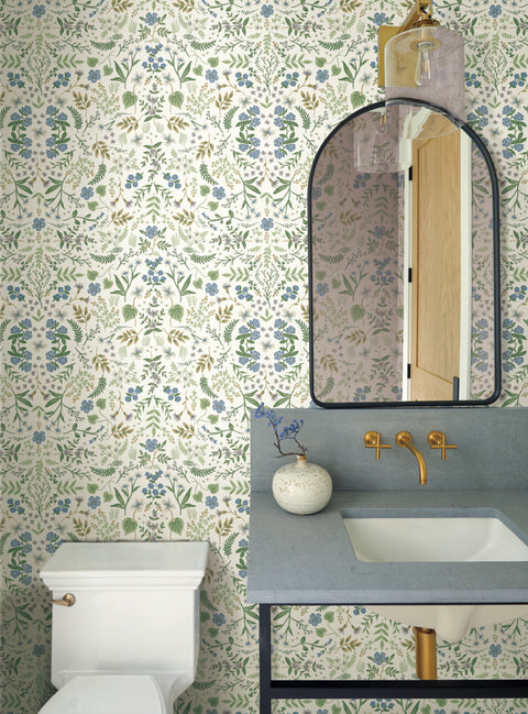 RI5155 Blue/Green Wildwood Wallpaper