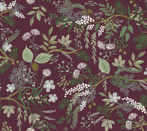 RI5164 Burgundy Juniper Forest Wallpaper