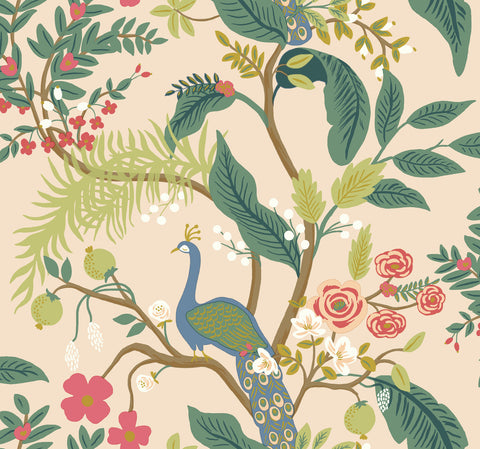RI5169 Light Pink Peacock Wallpaper