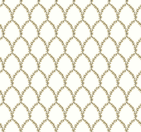 RI5176 Gold/White Laurel Wallpaper