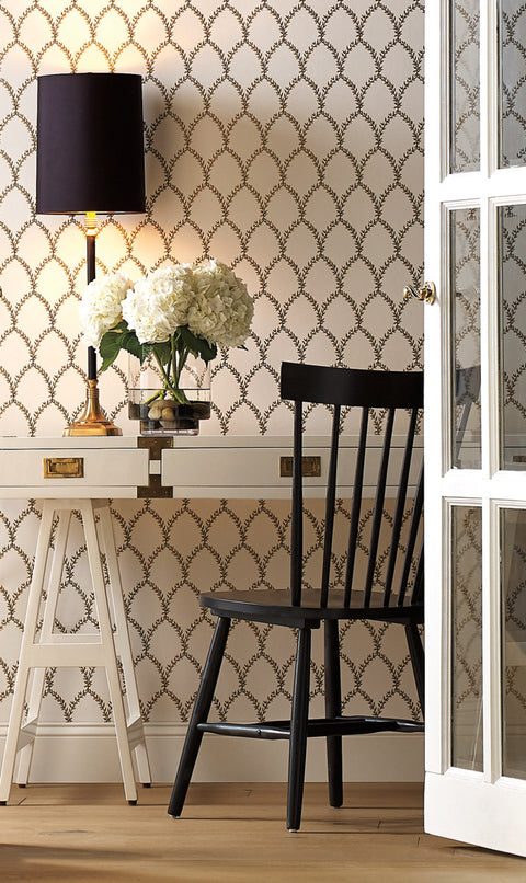 RI5176 Gold/White Laurel Wallpaper