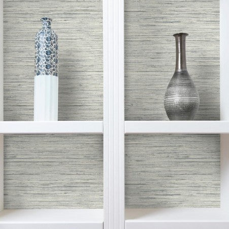 RMK11078WP Steel Blue Faux Grasscloth Peel & Stick Wallpaper