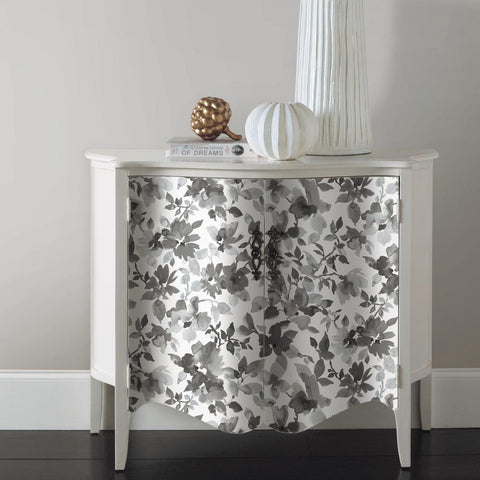 RMK11236WP Black Watercolor Floral Peel & Stick Wallpaper