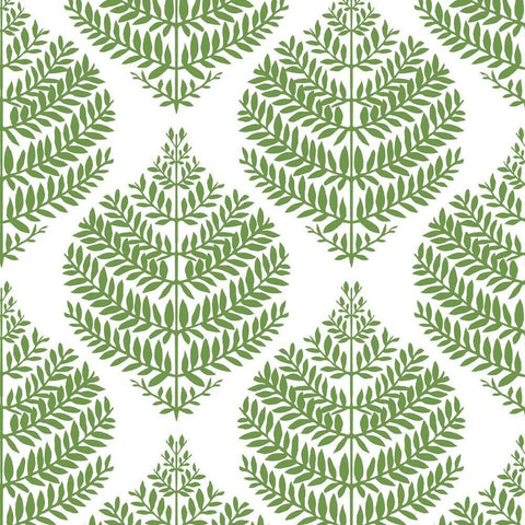 RMK11513WP Green Hygge Fern Damask Peel and Stick Wallpaper