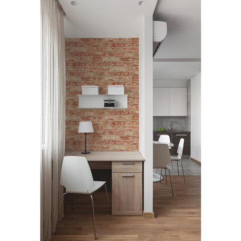 RMK9035WPZ Stuccoed Red Brick Peel and Stick Wallpaper