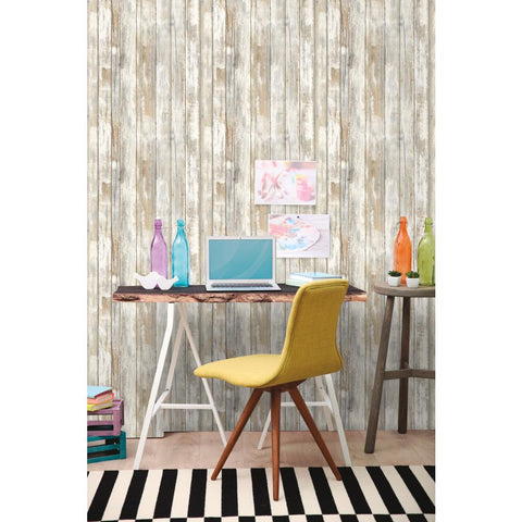RMK9050WP Distressed Wood Peel and Stick Wall Decor