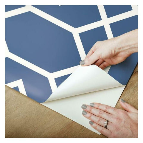 RMK9066WP Blue White Modern Geometric Peel & Stick Wallpaper