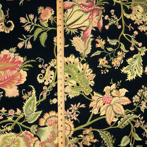 Spencer Black Floral Upholstery Fabric