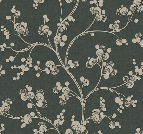 SS2502 Black Taupe Dahlia Trail Wallpaper