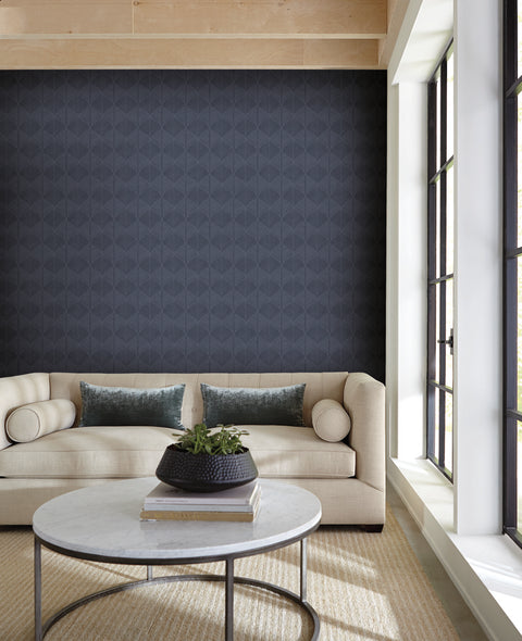 SS2564 Navy Palm Thatch Wallpaper