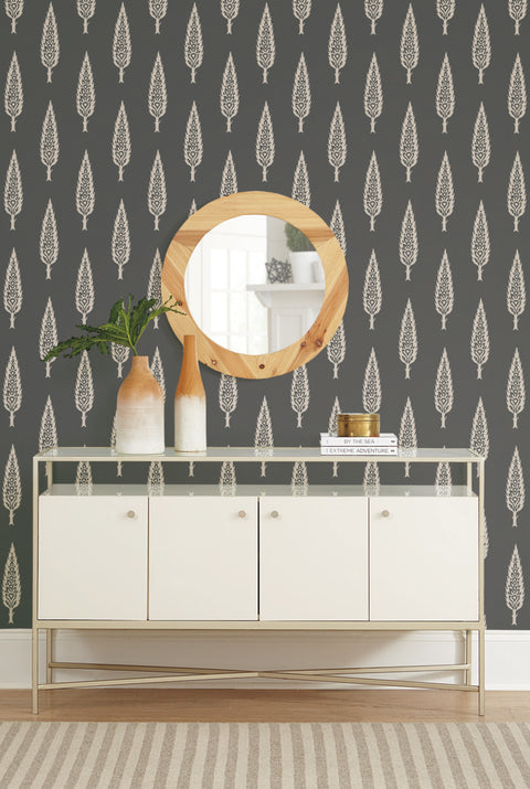 SS2607 Black Taupe Juniper Tree Wallpaper