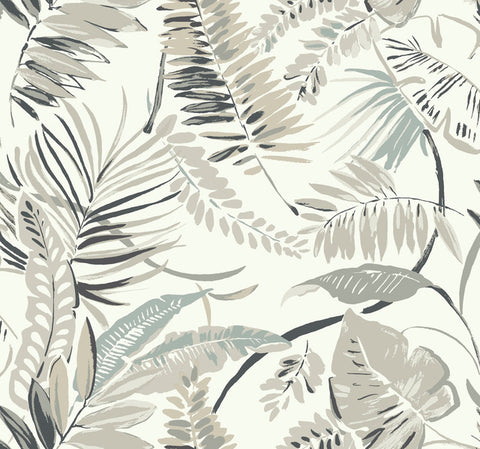 TC2622 White Tropical Toss Wallpaper